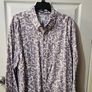 Banana Republic Lavender Leaf Pattern Shirt